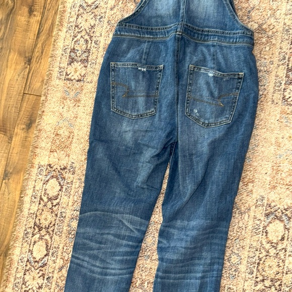 American Eagle Tom Girl Distressed Ripped Blue Womens Overalls Size S - Picture 5 of 6